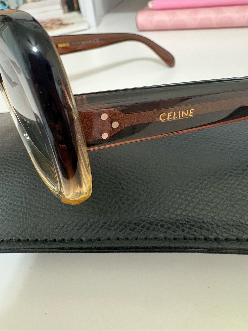 Celine Oversized Square Acetate Sunglasses in Gradient Brown - Picture 4 of 7